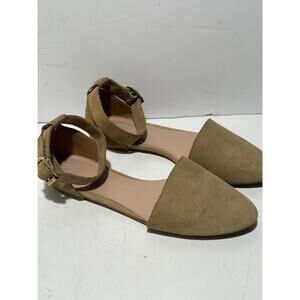 GAP D'Orsay Shoe Womens 6.5 M cognac Suede Ankle Strap Flat Hewitt sandals shoes
